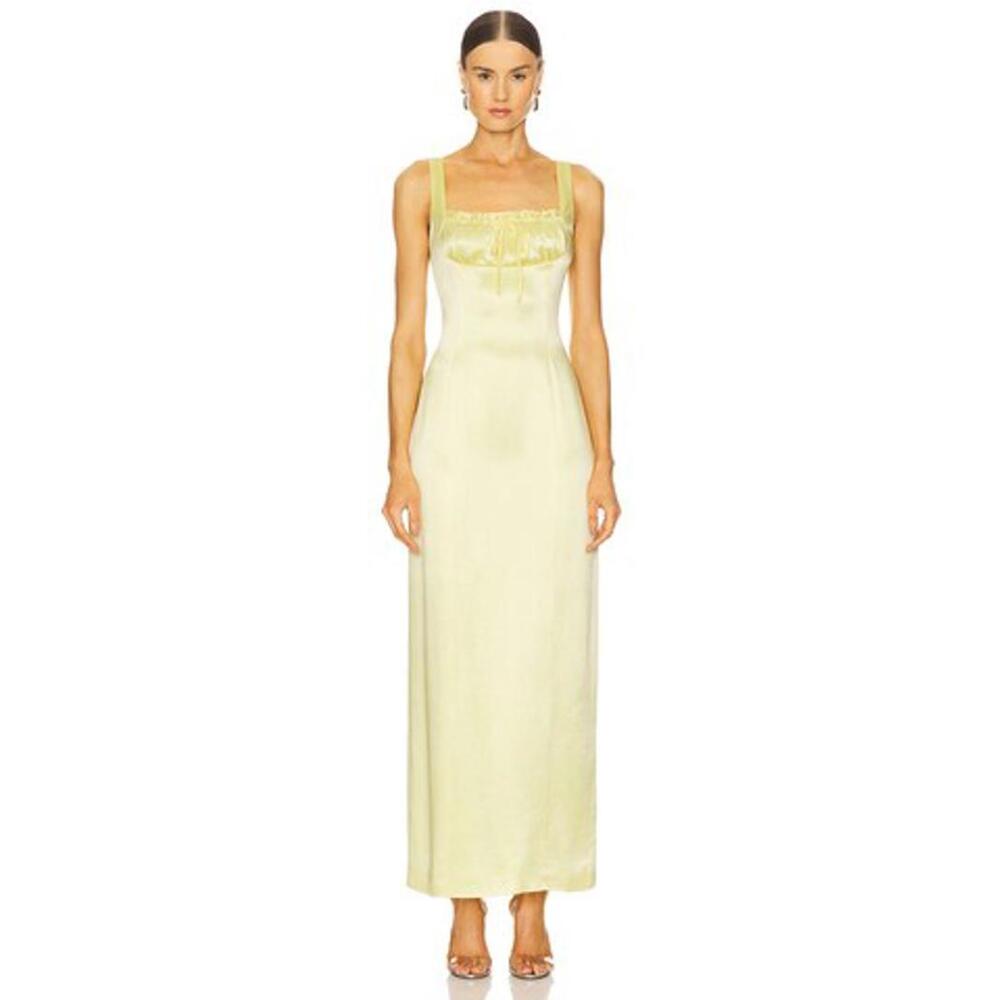 Line & Dot Limone Maxi Dress in Light Yellow